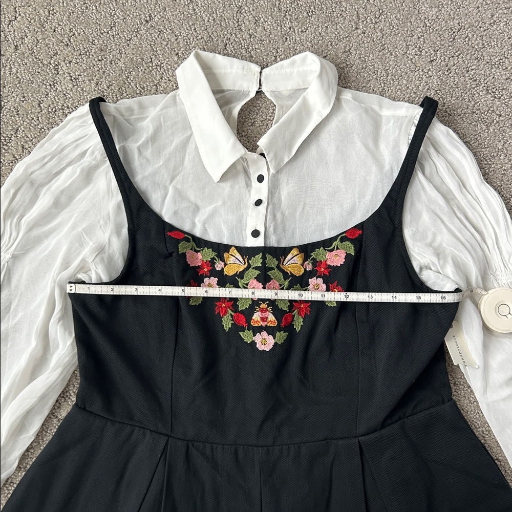 Anthropologie Maeve Long-Sleeve Embroidered Twofer Romper One-Piece Size 10 NEW - Picture 6 of 15